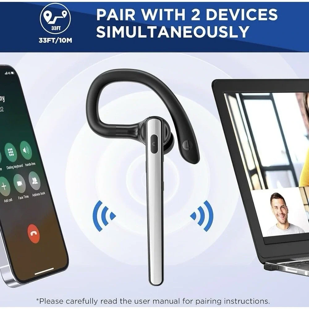 Bluetooth Headset V5.3, Wireless Bluetooth Earpiece